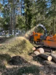 flisning av ris och grenar efter trädfällning i norrtälje djupeskog